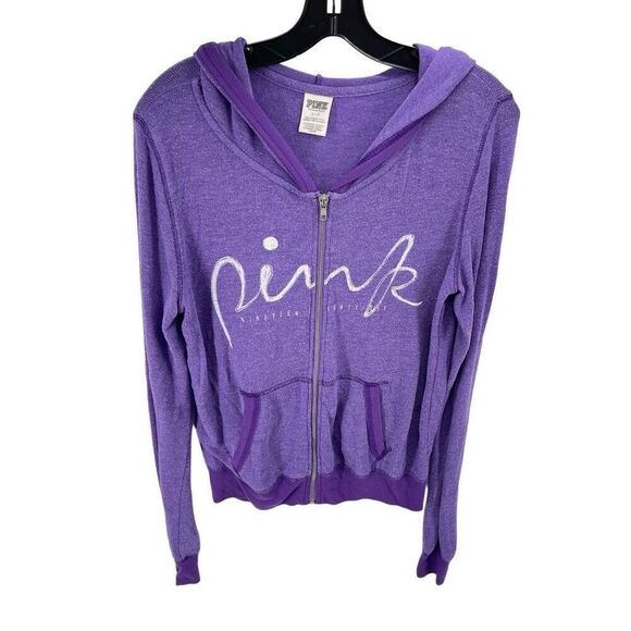 Pink Victoria's Secret Women's Full Zip Hoodie Sweatshirt Purple Size Small - Picture 8 of 9